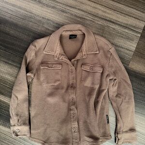 Little Bipsy Tan Button-Up Waffle Knit Shirt